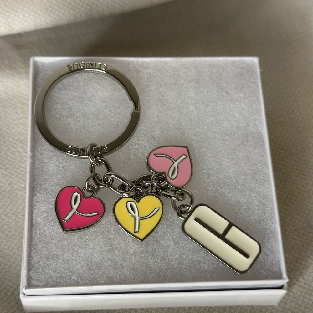 Clinique Pink and Yellow Heart Key Holder